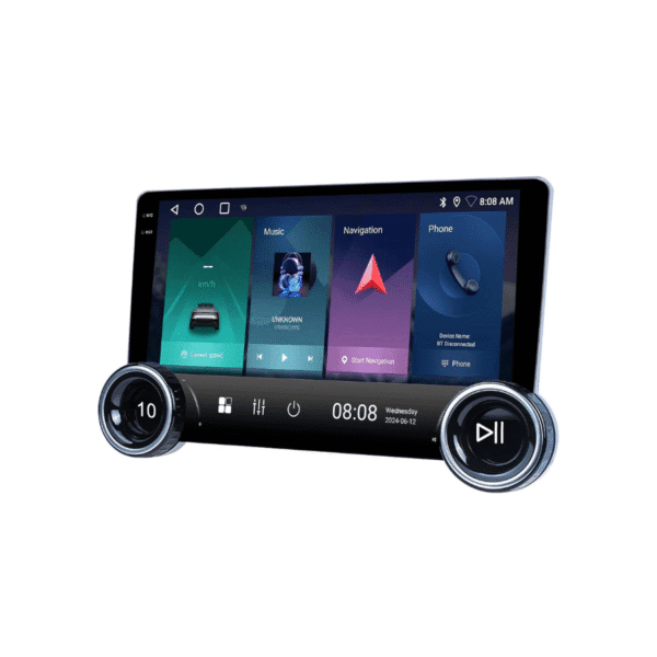 Gemstone 2K 10.1″ Android Stereo (2GB+32GB) with Dual Knob, Wireless CarPlay & Cooling Fan – Universal Fit