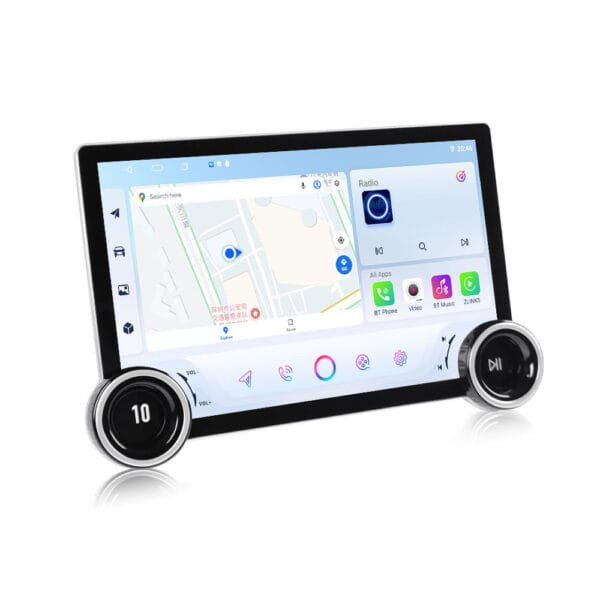 Gemstone 2K 11.8″ Android Stereo (4GB+64GB) – Dual Knob, Wireless CarPlay, 4G Sim Slot, DSP Sound & Cooling Fan – Universal Fit