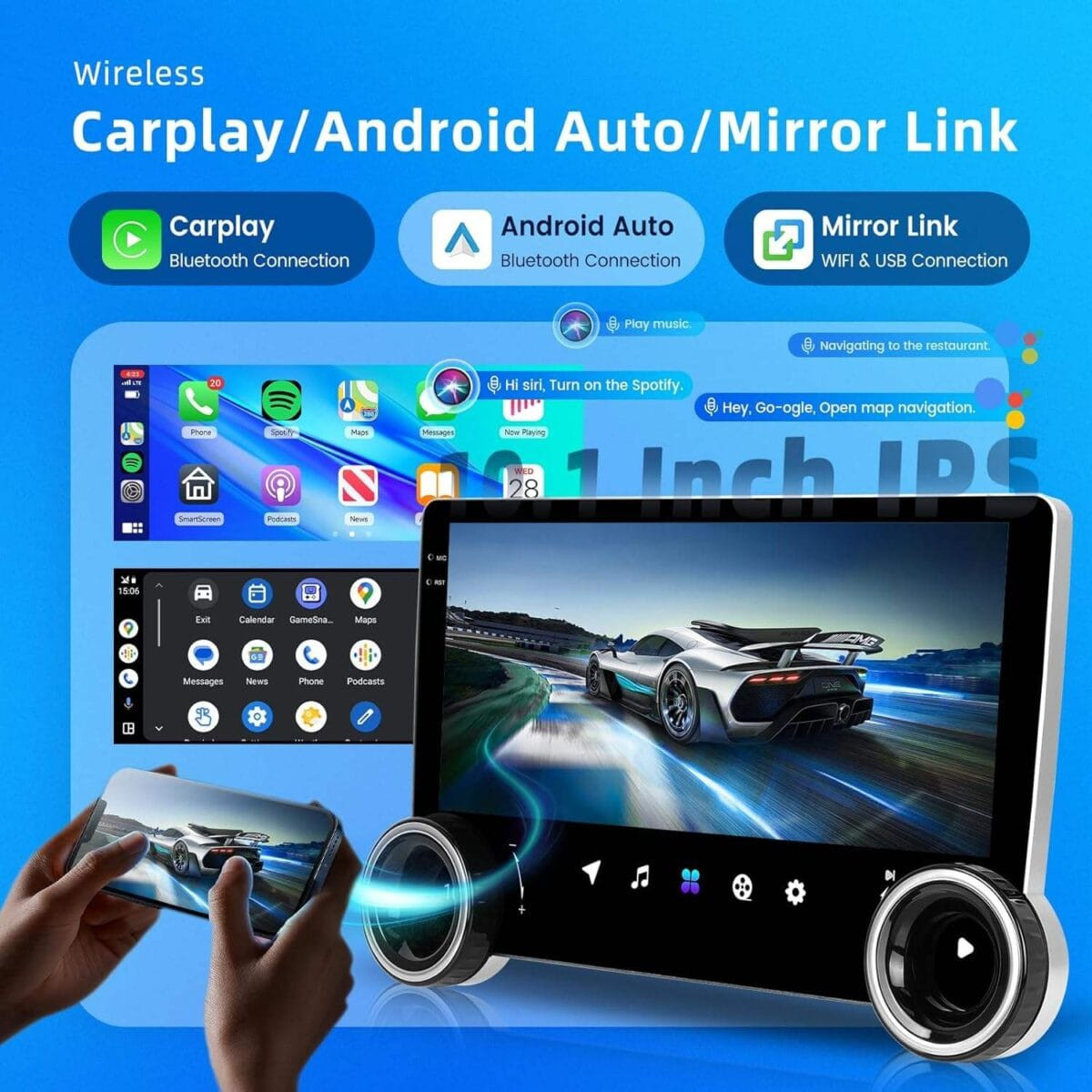 Diamond 2K X80s 10.1″ Android Stereo (4GB+64GB) with Dual Knob, Wireless CarPlay & Cooling Fan – Universal Fit - Image 8