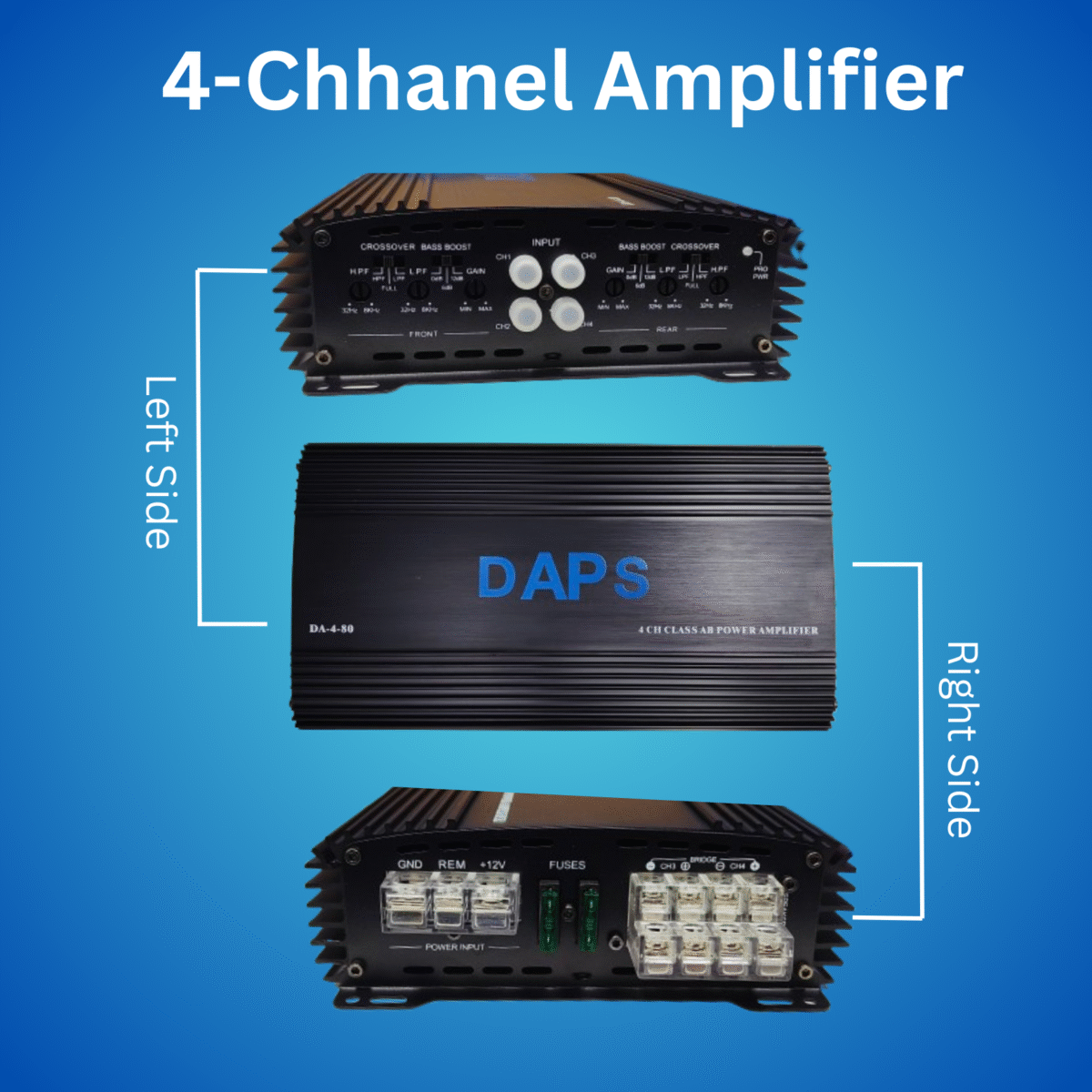 Daps DA-4 80W 4-Channel Amplifier – High-Performance Audio Booster - Image 2