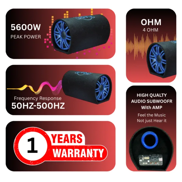 Alternative view of Daps DB-10 Basstube 10" Inch 5600W – Deep Bass Car Subwoofer for Powerful Sound