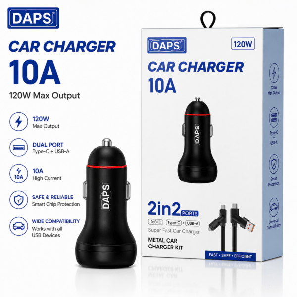 Alternative view of Daps 120W Type-C PD + USB Charger – High-Speed Charging Adapter