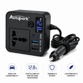 Autopark 220W Car Power Inverter/Laptop Charger, Charge 5 Devices Continuously