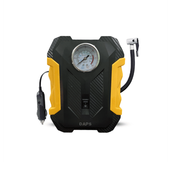 DAPS Portable DC Tyre Inflator 12V, 150 PSI with Analog Pressure Gauge and LED Light