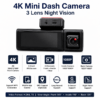 Dean 4K 3 Channel Dash Cam – Front, Inside & Rear Camera | 3.2" IPS Screen | WiFi App Control | Night Vision | Loop Recording | G-Sensor - Image 5