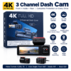 Dean 4K 3 Channel Dash Cam – Front, Inside & Rear Camera | 3.2" IPS Screen | WiFi App Control | Night Vision | Loop Recording | G-Sensor - Image 4